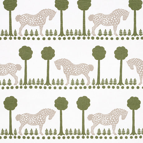 Schumacher Polka Dot Pony Olive Fabric - Eade's Wallpaper