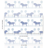 Schumacher Polka Dot Pony Blue Fabric - Eade's Wallpaper
