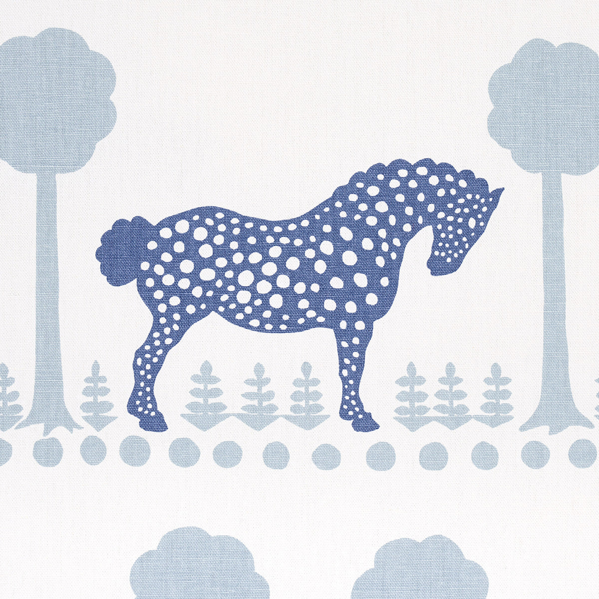 Schumacher Polka Dot Pony Blue Fabric - Eade's Wallpaper