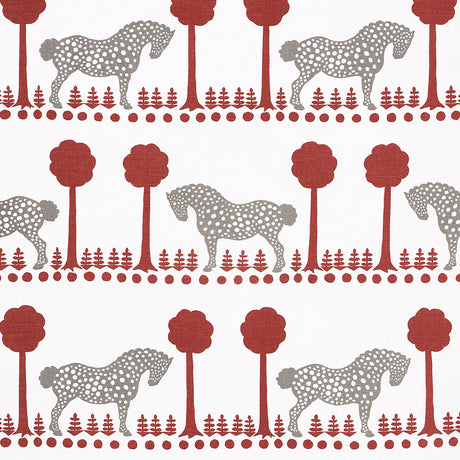 Schumacher Polka Dot Pony Red Fabric - Eade's Wallpaper