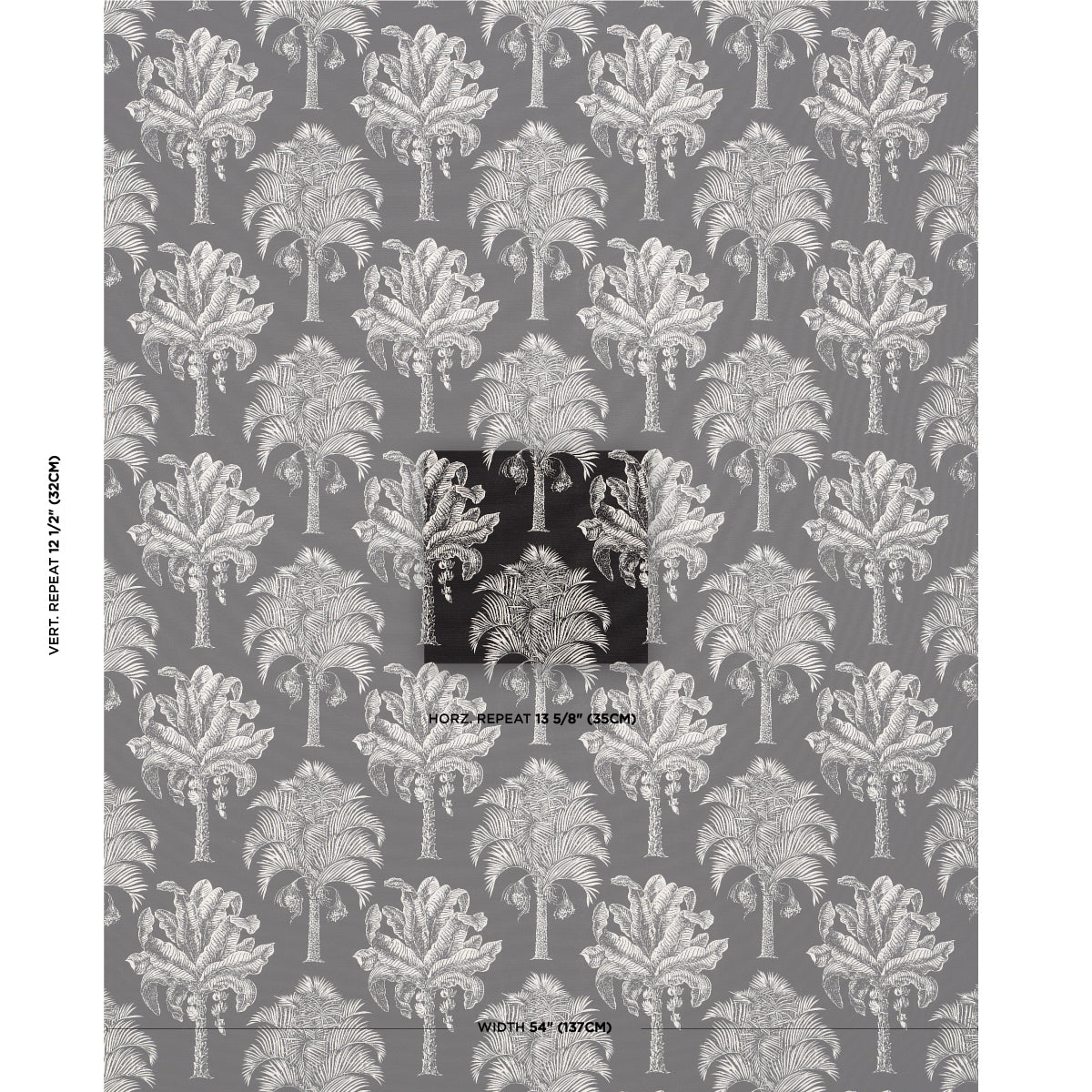 Schumacher Grand Palms Indoor/Outdoor Black Fabric