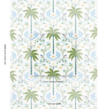 Schumacher Island Palm Indoor/Outdoor Blue & Green Fabric