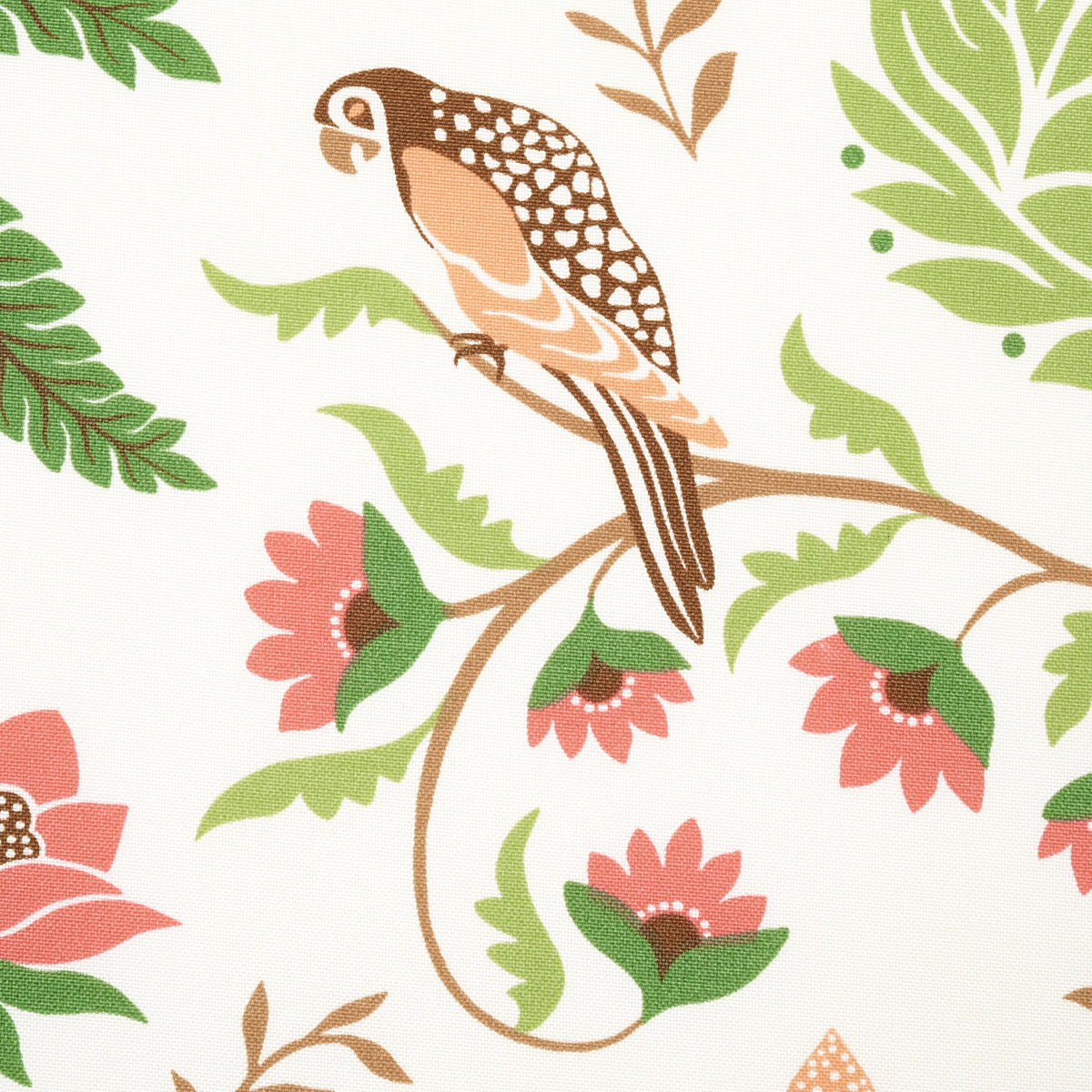 Schumacher Island Palm Indoor/Outdoor Coral & Green Fabric