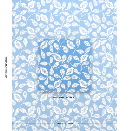 Schumacher Lanzadera Vine Indoor/Outdoor Ocean Fabric - Eade's Wallpaper