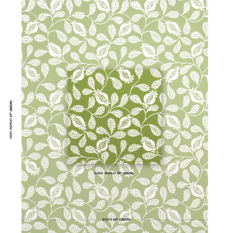 Schumacher Lanzadera Vine Indoor/Outdoor Honeydew Fabric - Eade's Wallpaper