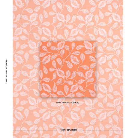 Schumacher Lanzadera Vine Indoor/Outdoor Melon Fabric - Eade's Wallpaper