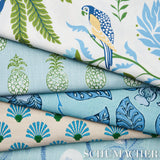 Schumacher Piña Cove Indoor/Outdoor Aquamarine Fabric - Eade's Wallpaper