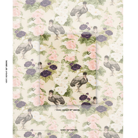 Schumacher Lady Hollyhock Creme Fabric