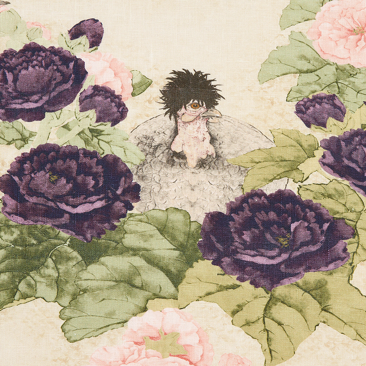 Schumacher Lady Hollyhock Creme Fabric