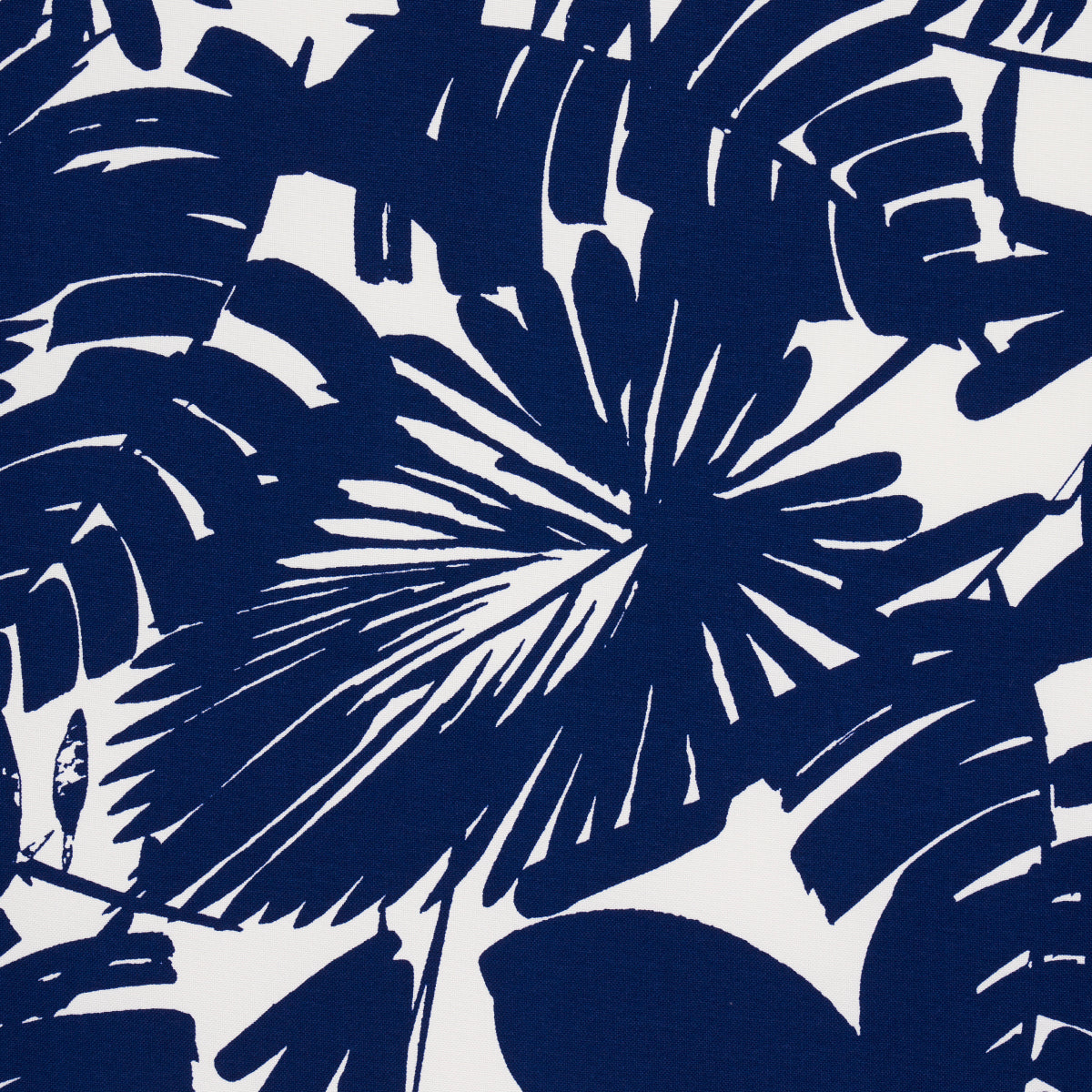Schumacher Palisades Palm Indoor/Outdoor Indigo Fabric - Eade's Wallpaper