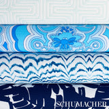 Schumacher Palisades Palm Indoor/Outdoor Indigo Fabric - Eade's Wallpaper