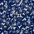 Schumacher Palisades Palm Indoor/Outdoor Indigo Fabric - Eade's Wallpaper