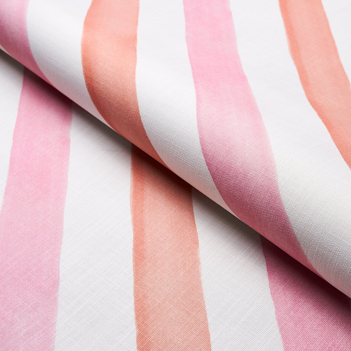 Schumacher Seaside Stripe Indoor/Outdoor Sorbet Fabric - Eade's Wallpaper