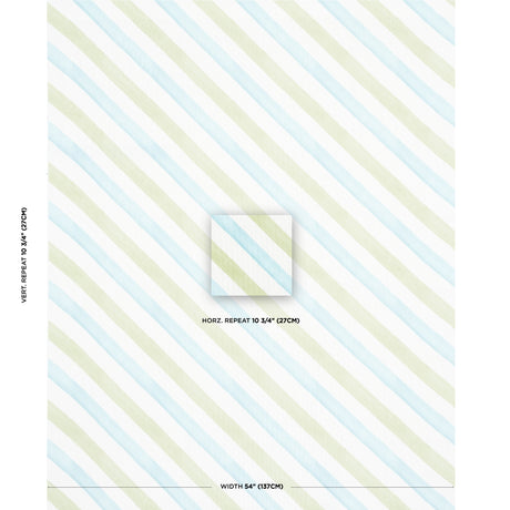 Schumacher Seaside Stripe Indoor/Outdoor Kiwi Fabric - Eade's Wallpaper