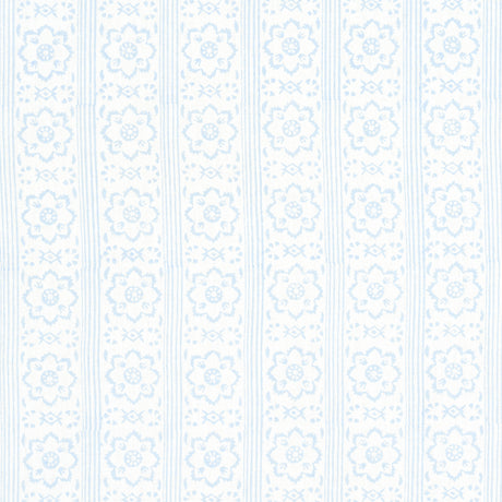 Schumacher Sunda Hand Blocked Print Sky Fabric - Eade's Wallpaper
