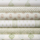 Schumacher Sunda Hand Blocked Print Sage Fabric - Eade's Wallpaper