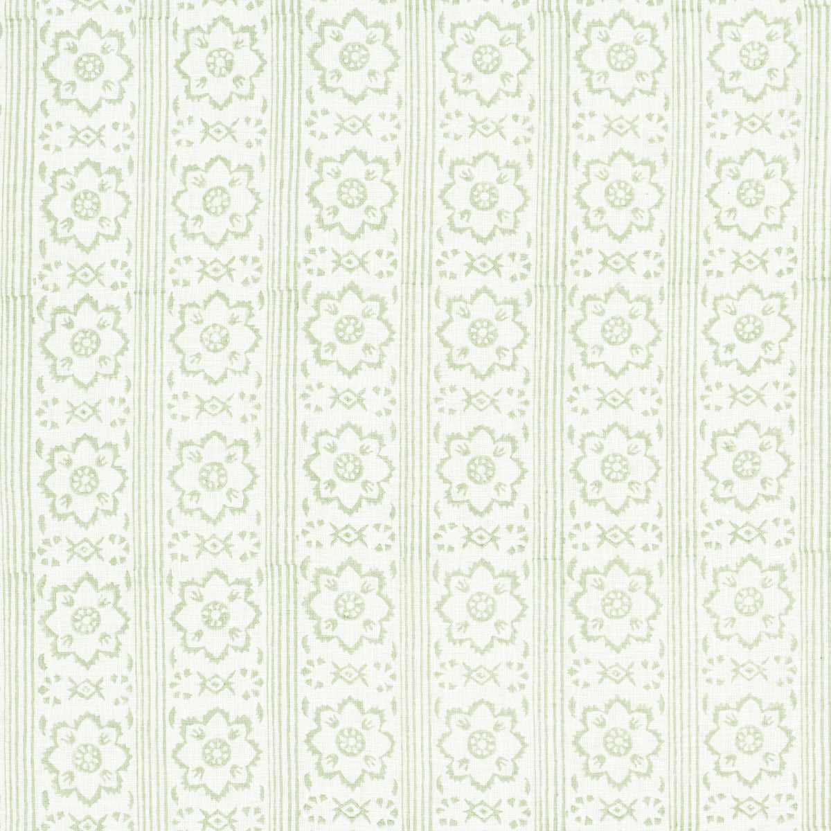 Schumacher Sunda Hand Blocked Print Sage Fabric - Eade's Wallpaper
