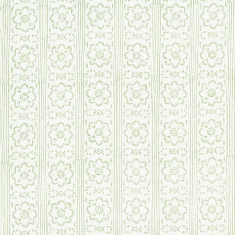Schumacher Sunda Hand Blocked Print Sage Fabric - Eade's Wallpaper