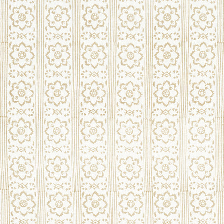 Schumacher Sunda Hand Blocked Print Neutral Fabric - Eade's Wallpaper