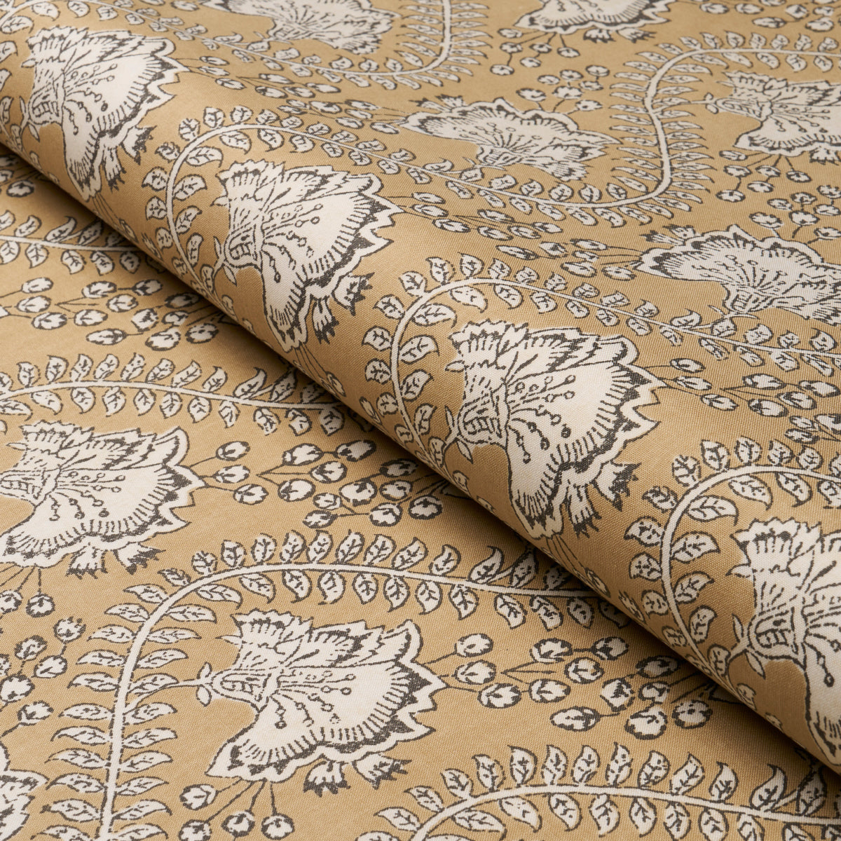Schumacher Tombay Ochre Fabric - Eade's Wallpaper