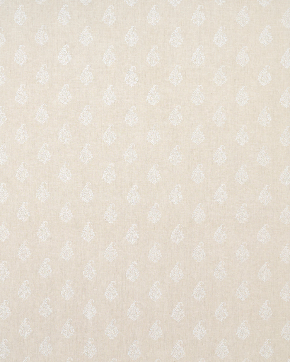Schumacher Kerala Paisley White On Neutral Fabric