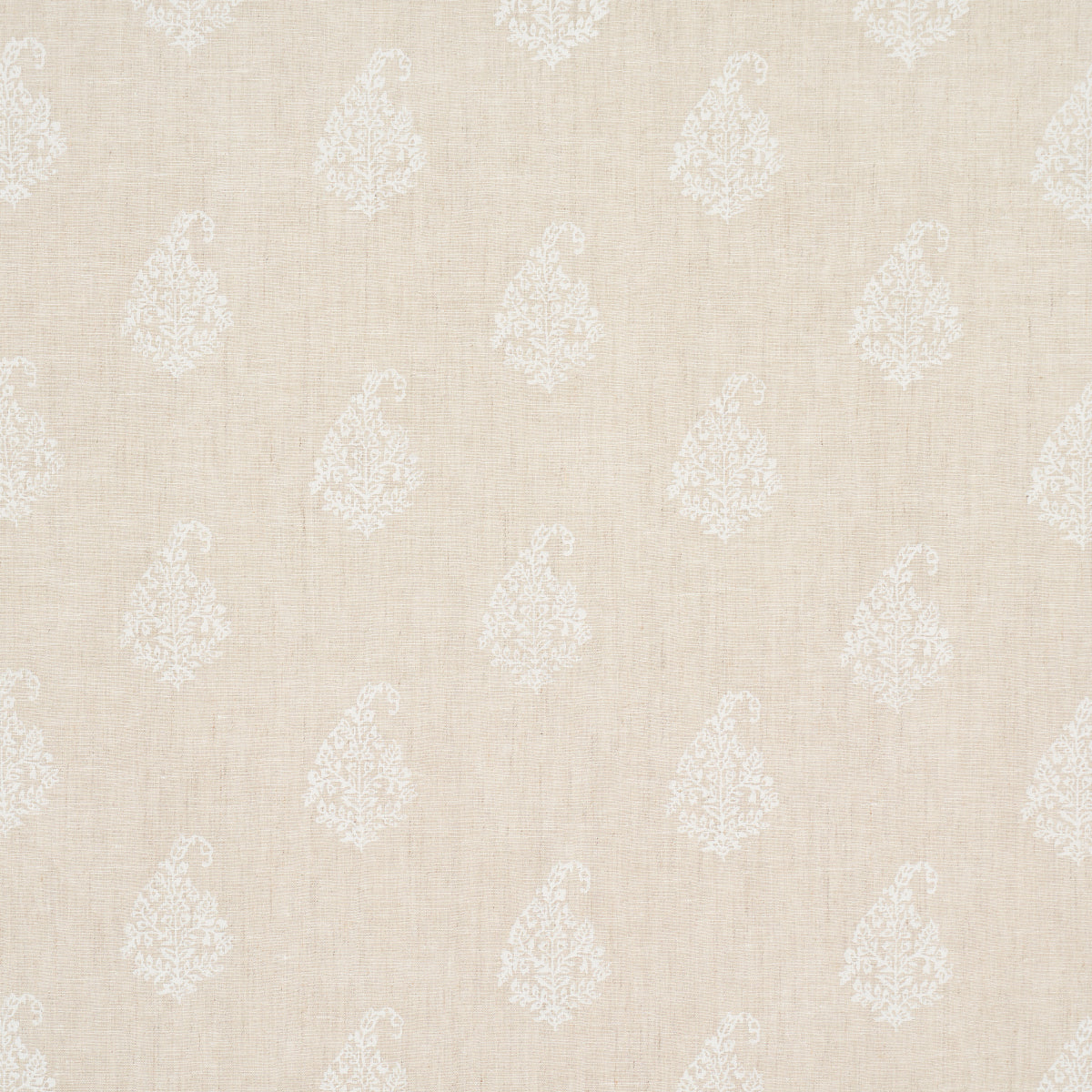 Schumacher Kerala Paisley White On Neutral Fabric