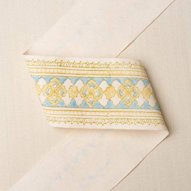 Schumacher 181370 AMIRA HAND BLOCK PRINTED TAPE in YELLOW & 