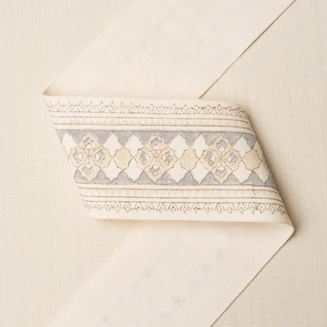Schumacher 181371 AMIRA HAND BLOCK PRINTED TAPE in SAND & GR