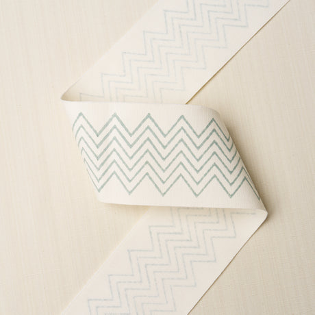 Schumacher 181380 LEORA HAND BLOCKED TAPE NARROW in SKY Trim