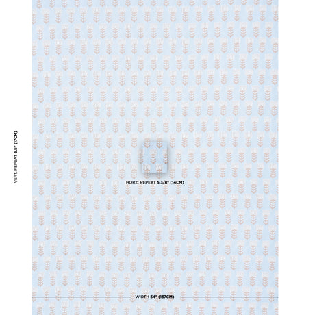 Schumacher Mia Tulip Sky & Sand Fabric - Eade's Wallpaper