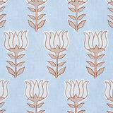 Schumacher Mia Tulip Sky & Sand Fabric - Eade's Wallpaper