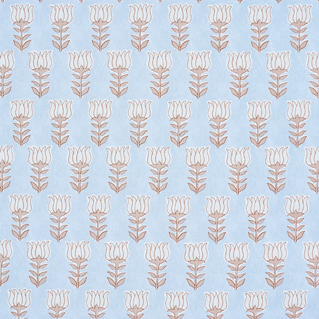 Schumacher Mia Tulip Sky & Sand Fabric - Eade's Wallpaper