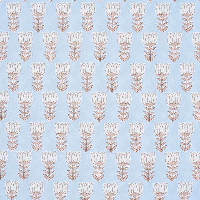 Schumacher Mia Tulip Sky & Sand Fabric - Eade's Wallpaper