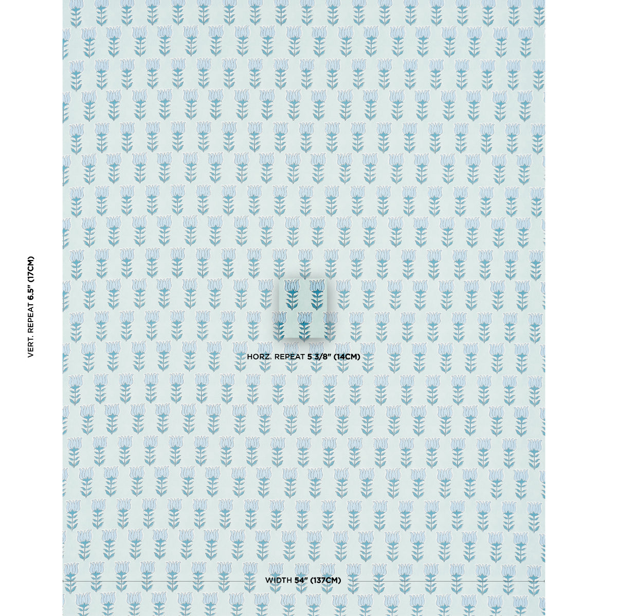 Schumacher Mia Tulip Mineral & Blue Fabric - Eade's Wallpaper