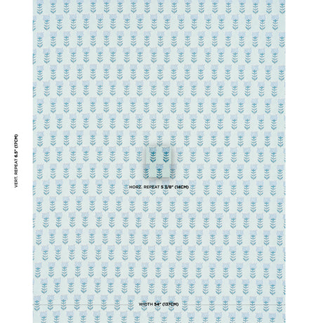 Schumacher Mia Tulip Mineral & Blue Fabric - Eade's Wallpaper