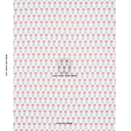 Schumacher Mia Tulip Delft & Crimson Fabric - Eade's Wallpaper