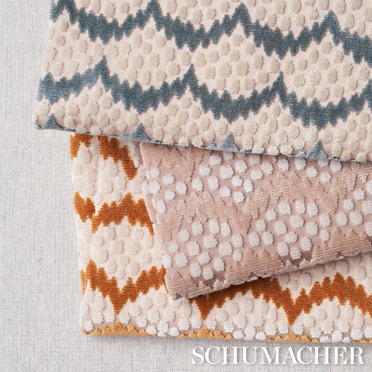 Schumacher Pollen Cut Velvet Soft Jade Fabric - Eade's Wallpaper