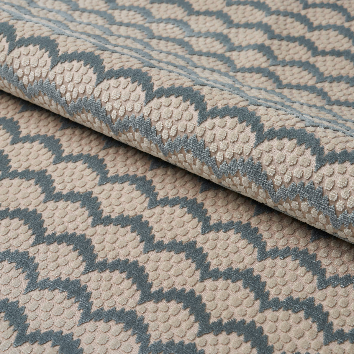 Schumacher Pollen Cut Velvet Soft Jade Fabric - Eade's Wallpaper