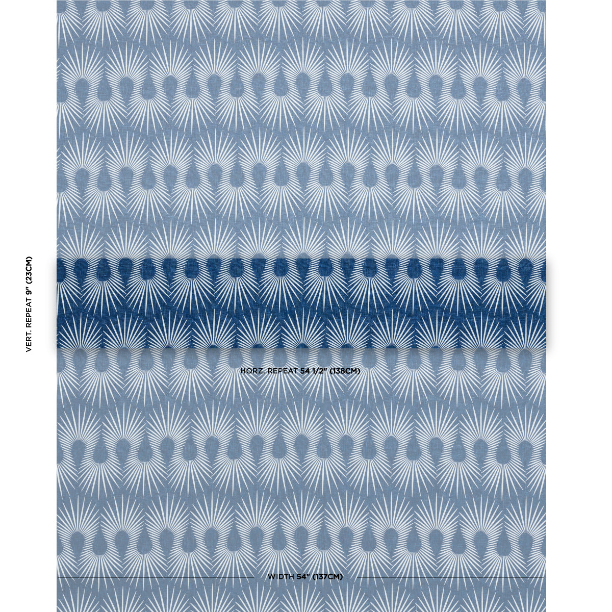 Schumacher Hedgehog Denim White Fabric