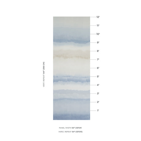 Schumacher Orissa Panel Blue & Natural Fabric - Eade's Wallpaper