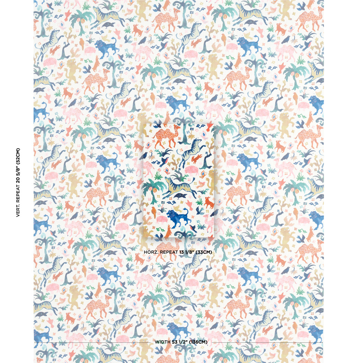 Schumacher Beasts Indoor/Outdoor Multi On Ivory Fabric
