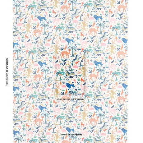 Schumacher Beasts Indoor/Outdoor Multi On Ivory Fabric