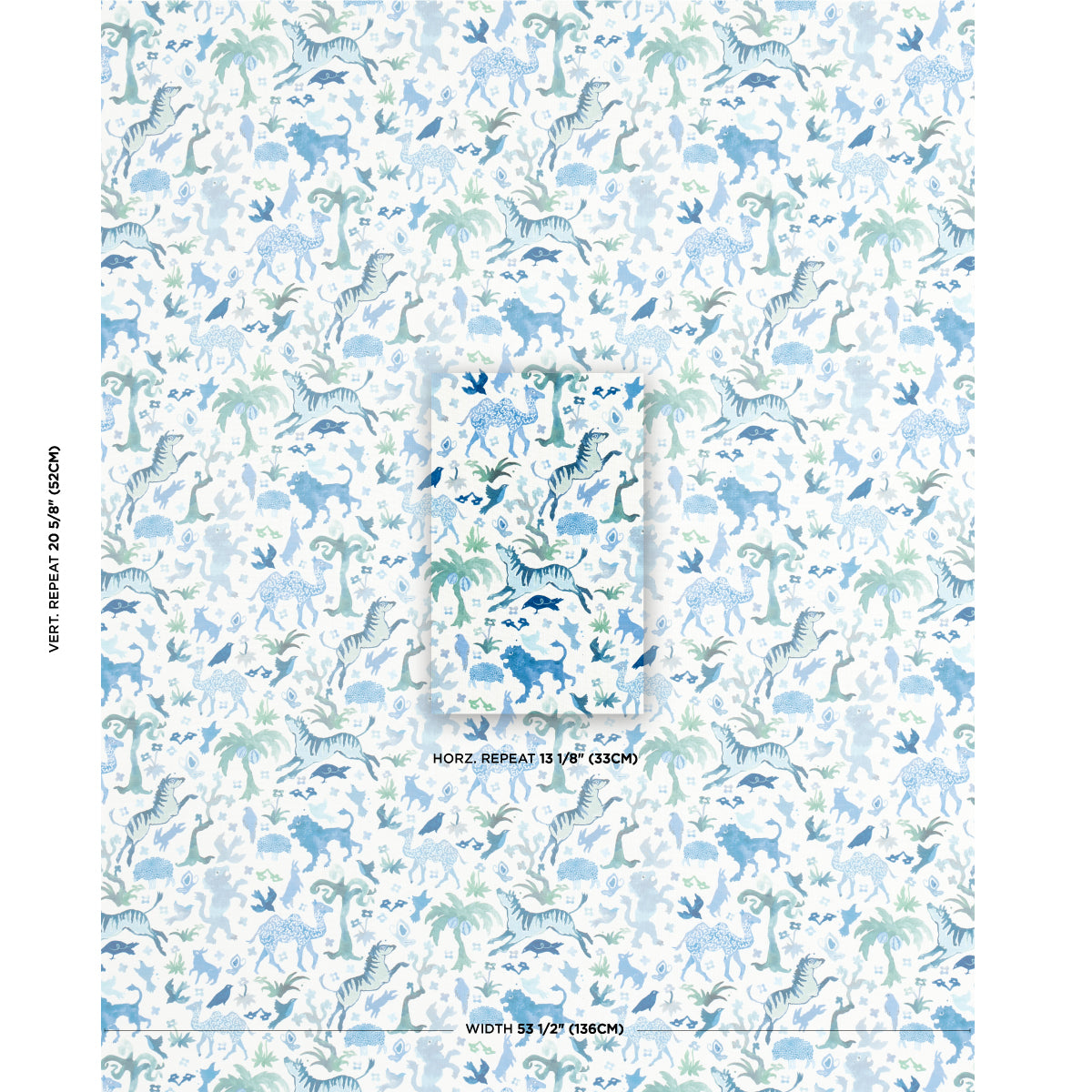 Schumacher Beasts Indoor/Outdoor Blue And Green Fabric