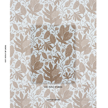 Schumacher Polka Dot Jungle Brown & Sky Fabric - Eade's Wallpaper