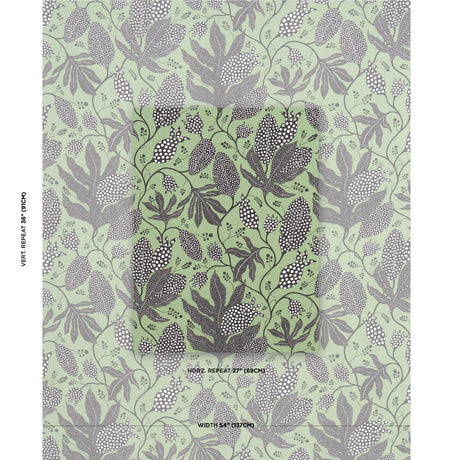 Schumacher Polka Dot Jungle Black & Green Fabric - Eade's Wallpaper