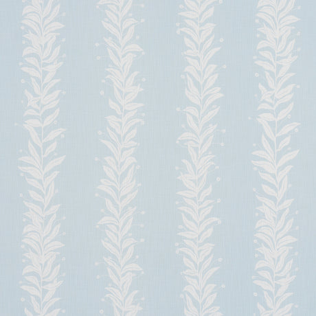 Schumacher Tendril Stripe Indoor/Outdoor Sky Fabric - Eade's Wallpaper