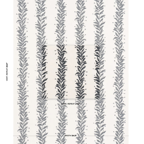 Schumacher Tendril Stripe Indoor/Outdoor Black & Cream Fabric - Eade's Wallpaper