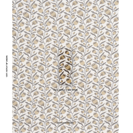 Schumacher Thistle Vine Black & Gold Fabric - Eade's Wallpaper