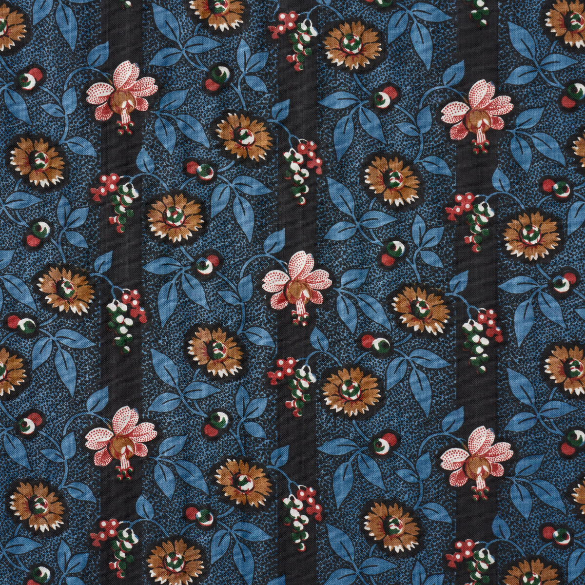 Schumacher La Rue Stripe Midnight Fabric - Eade's Wallpaper