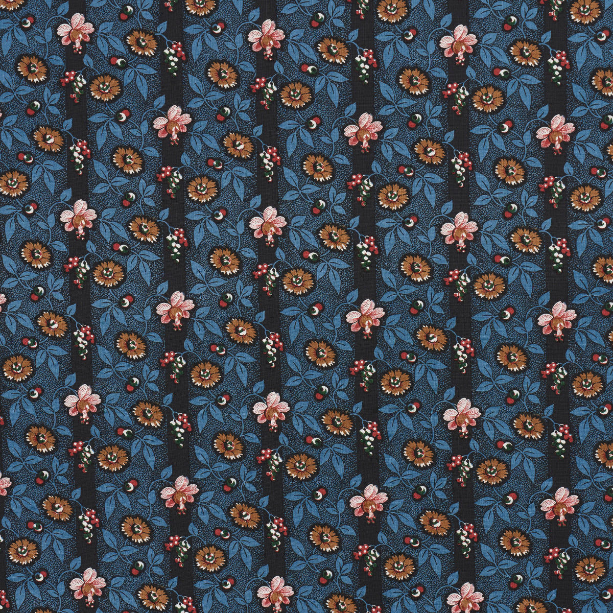 Schumacher La Rue Stripe Midnight Fabric - Eade's Wallpaper